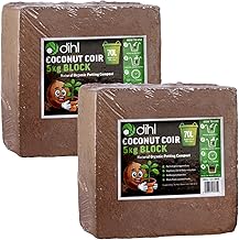 Dihl 2x 5KG Organic Coconut Coco Coir Fibre Compost Block Bricks, Each Expands to 70 Litres, 100% Natural Compressed Peat-Free Garden Growing Medium, Seedling Potting Bedding Soil, pH Balanced - 10KG