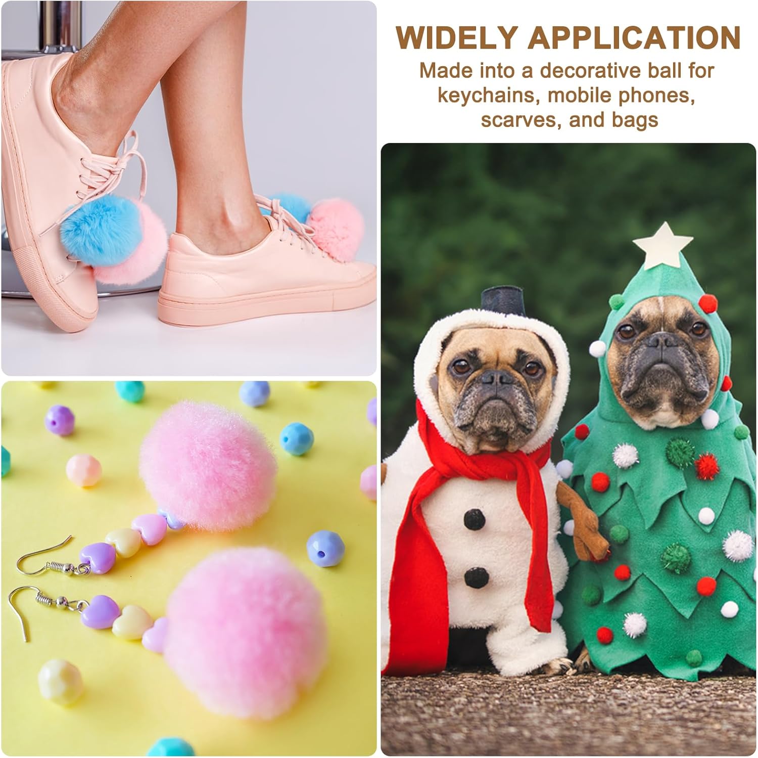 PATIKIL Faux Fur Pom Poms for Hats, 12 Pcs Fluffy Soft Fur Poms Balls with Elastic Loop for Keychain Knitting Hats DIY Scarves Gloves Bag Christmas, Light Red - Image 6