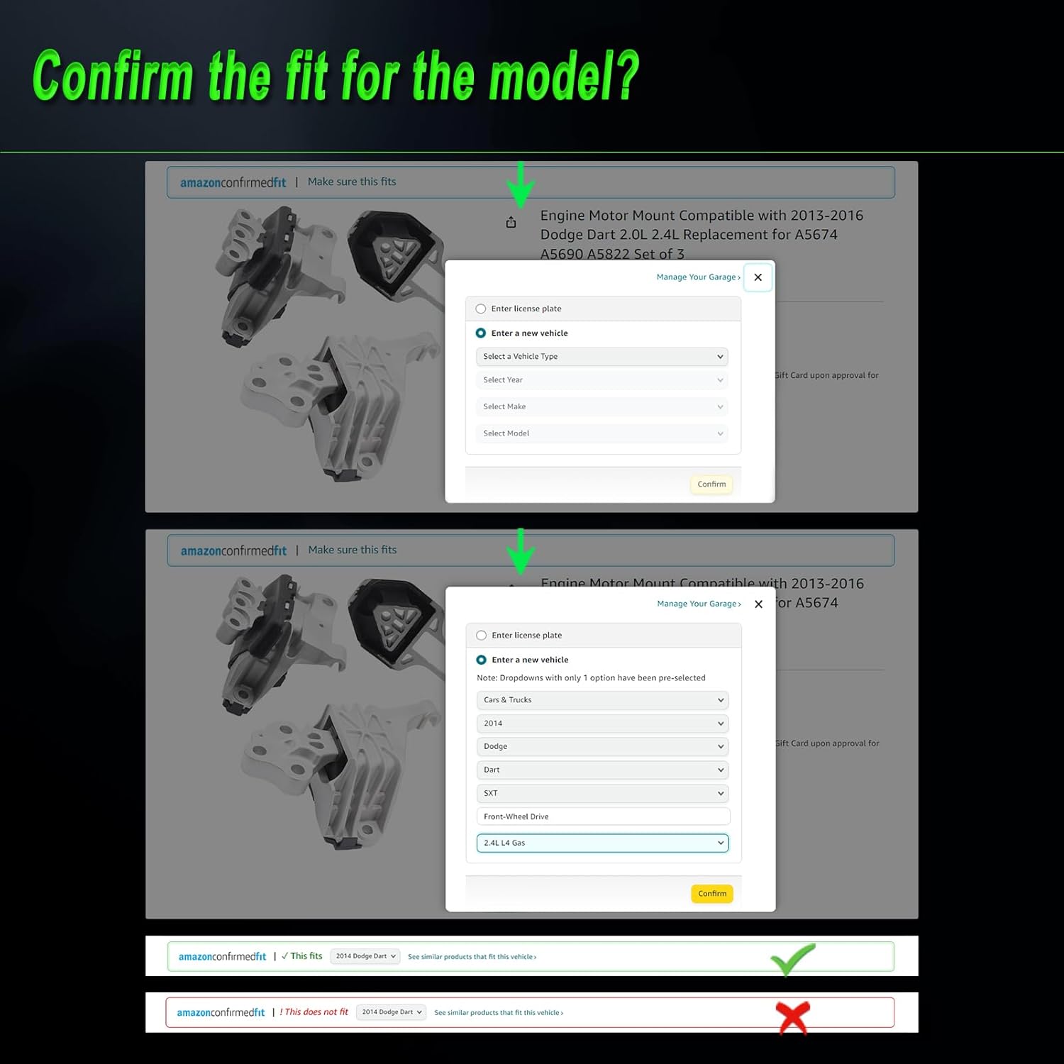 Engine Motor Mount Compatible with 2016-2018 500X 2015-2020 Renegade 17-20 Compass 15-18 Ram promaster City 2.4L Replace for A5862 A5898 68258599AA 68363755AA 68363756AA