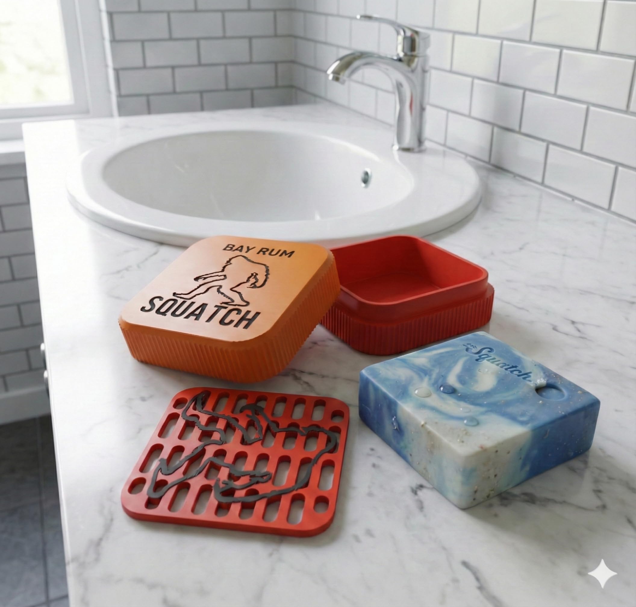 RS-3D Travel Soap Case Compatable with Squatch Bars - Rugged Soap Box with Drip Tray & Drainage Insert, Men's Grooming Gift for Gym and Travel, 3D Printed not an official product bay rum