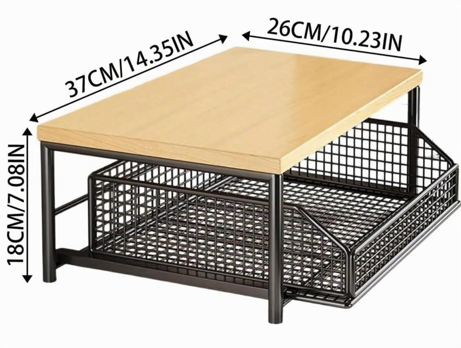 éTagèRe De Rangement pour Plan De Travail Organisateur de comptoir Cuisine avec tiroir et Panier métallique, ustensiles