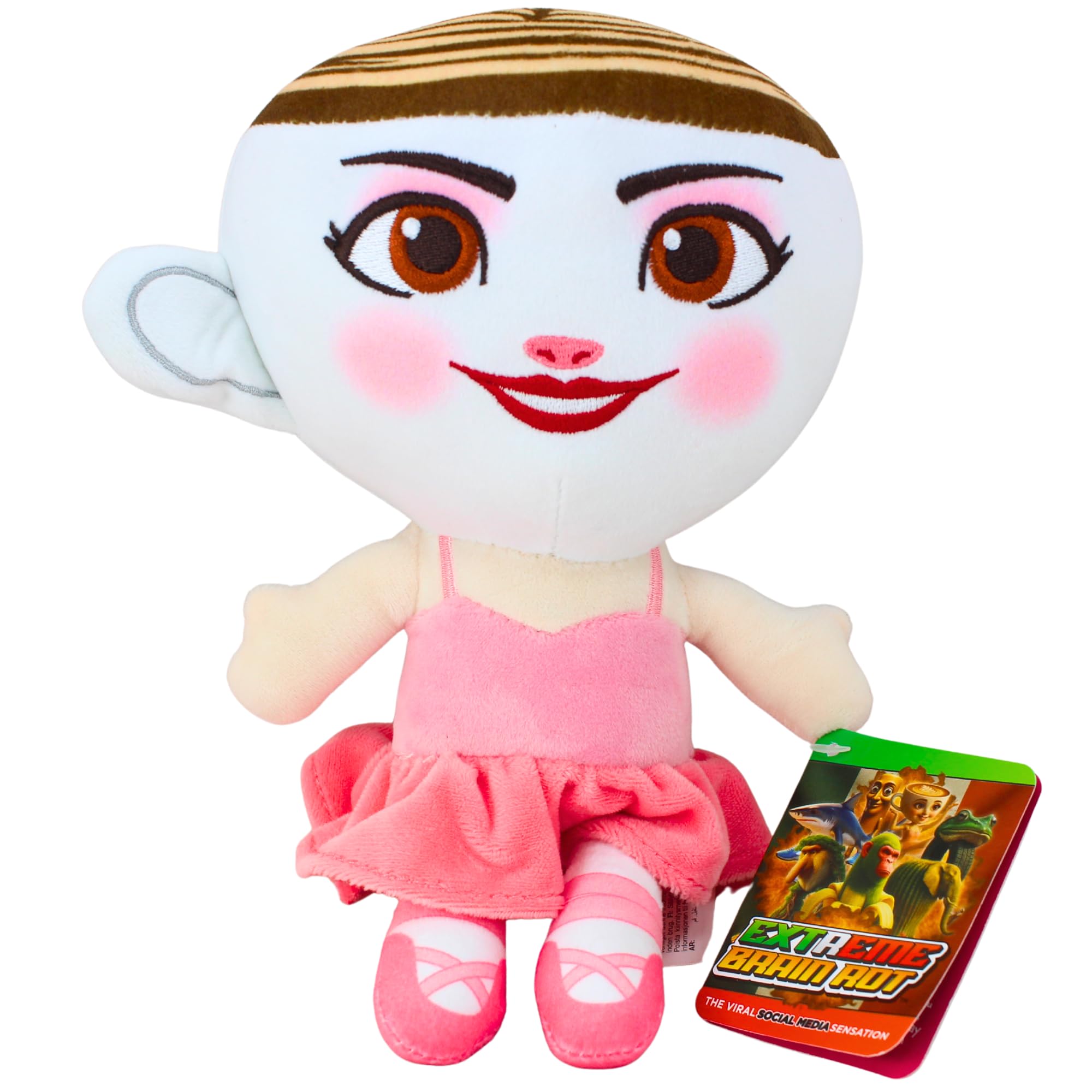 Extreme Brain Rot Italian 8" 20cm Plush Toy Characters With Embroidered Features - (Ballerina Cappucina)