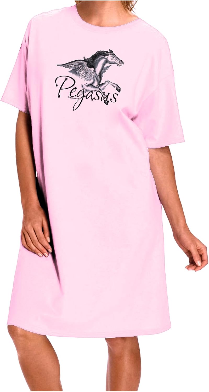 TOOLOUD Pegasus Color Illustration Adult Wear Around Short Sleeve Women's Night Shirt and Dress