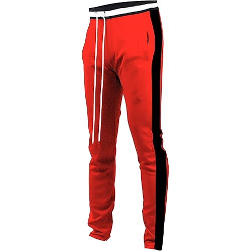 Screenshotbrand Mens Hip Hop Premium Slim Fit Track Pants - Athletic Jogger Bottom with Side Taping