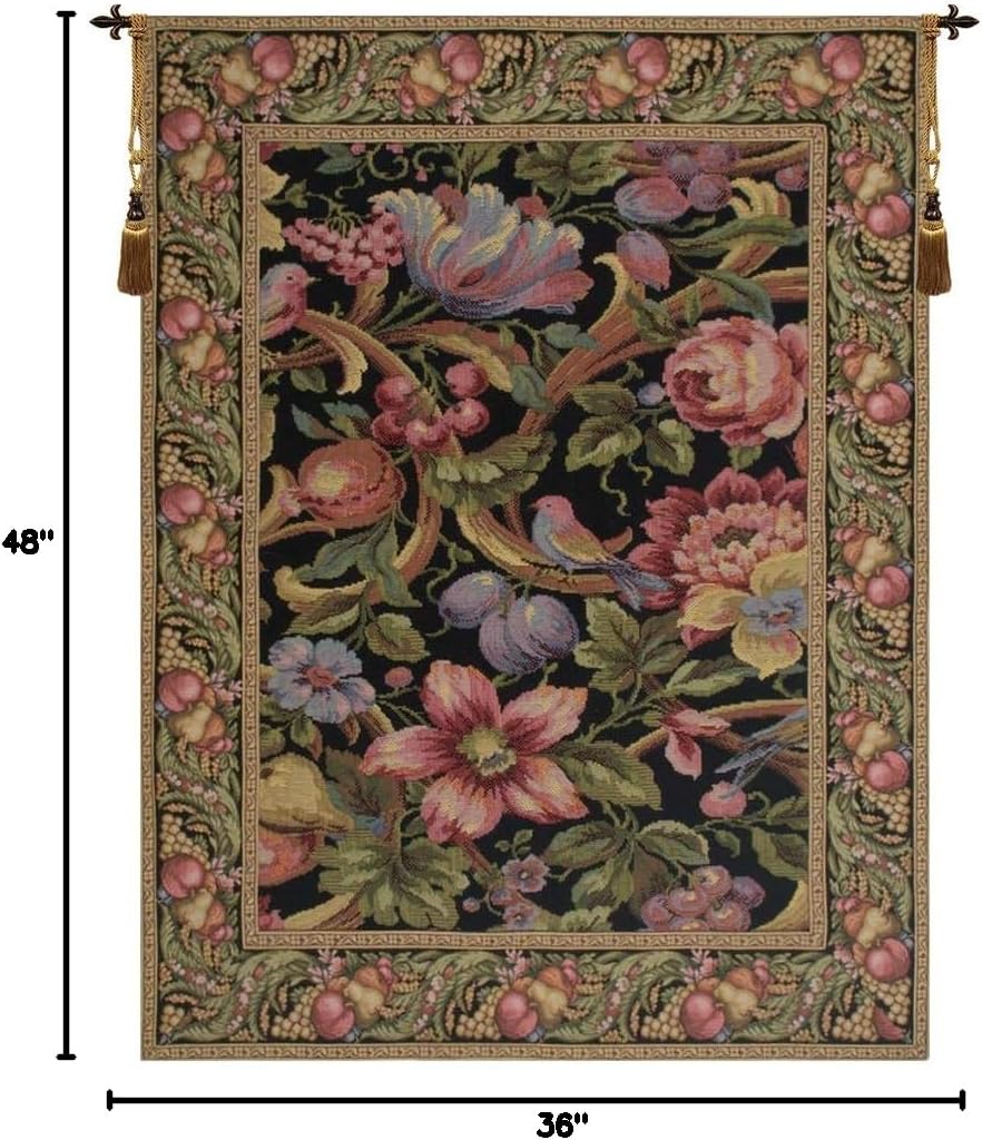 Eve's Floral Paradise Vertical European Tapestry - 36 in. x 48 in. Wool/cotton/others by Jan Van Huysum