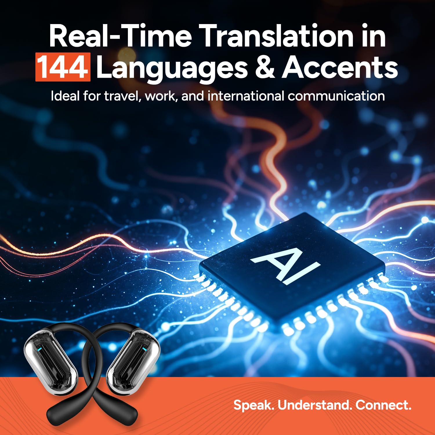 AI Translator Earbuds 144+ Languages Noise Cancellation - Dettaglio