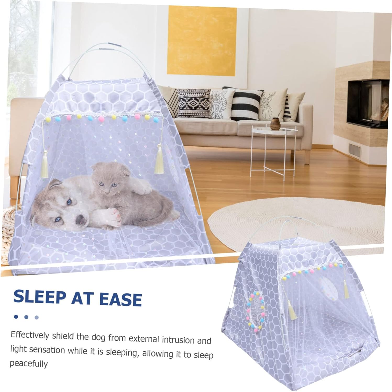 Totority Pet Tent House for Small Dogs and Cats Comfortable Indoor Sleeping Tent Removable Washable Canopy Secure for Pets for Home Patio Garden