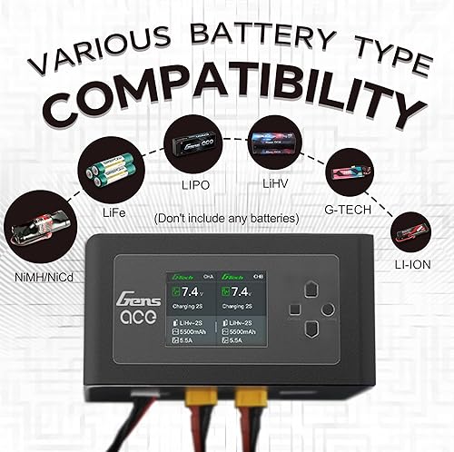 Miniatura 7 de IMARS D300 Lipo Cargador de batería Gens Ace G-Tech Series Smart Dual Lipo Balance Cargador AC 300W DC 700W (350W* 2) 16A Cargador de doble canal