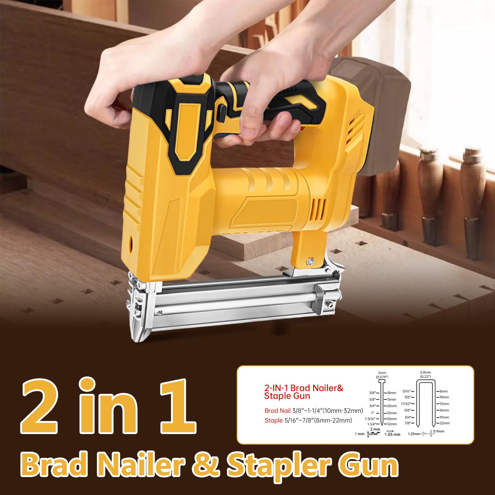 Clavadora inalámbrica para batería Dewalt de 20 V, pistola grapadora de clavos 2 en 1, pistola grapadora eléctrica de 18 GA con 1000 clavos, 1000 grapas, grapadora de batería para carpintería, mejoras