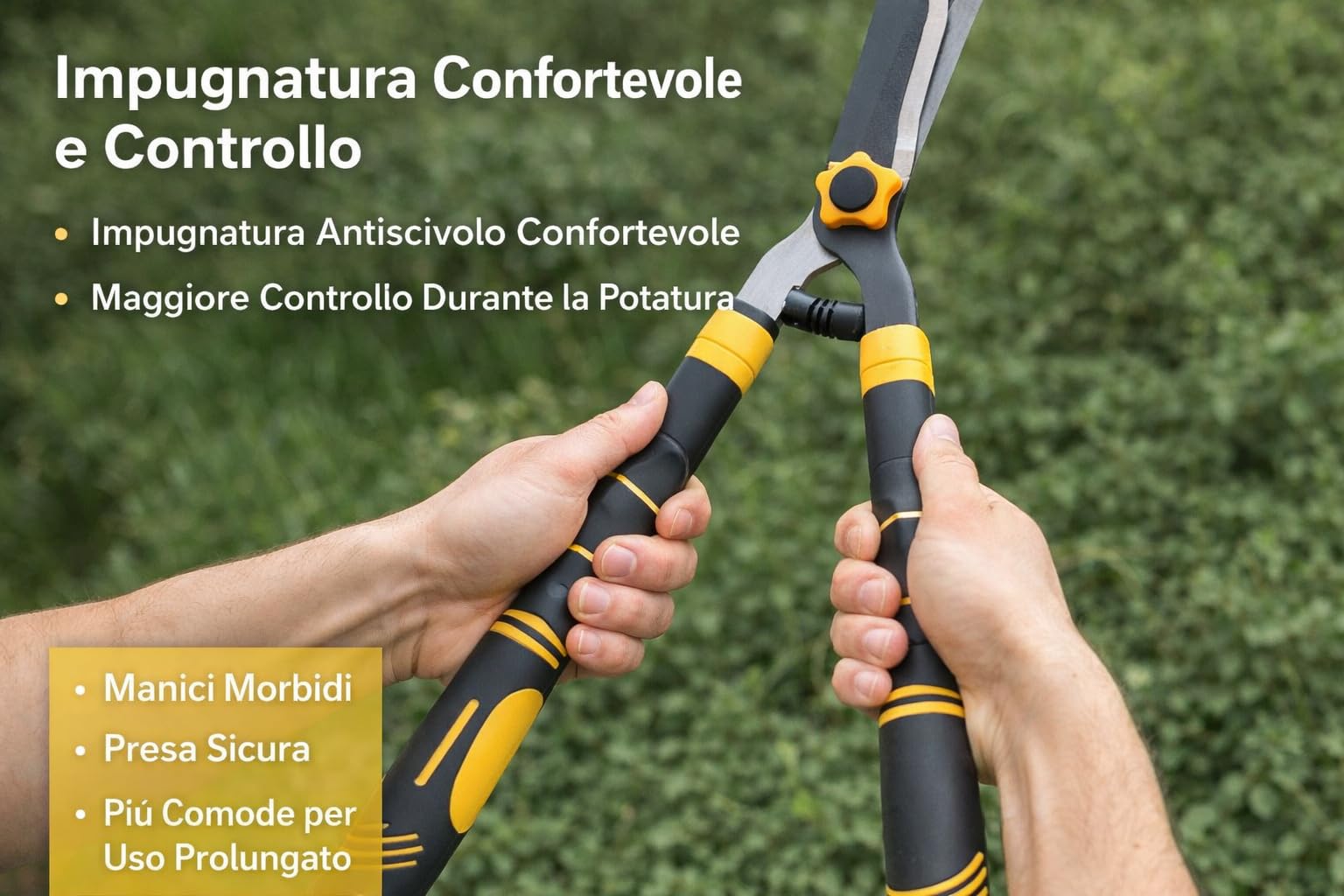 TOOLMAK Heckenschere teleskopisch 620-810 mm, manuelle Strauchschere mit Rohrgriff, scharfe Klingen, rutschfeste Griffe, Gartenschere für Hecken, Sträucher und Formschnitt