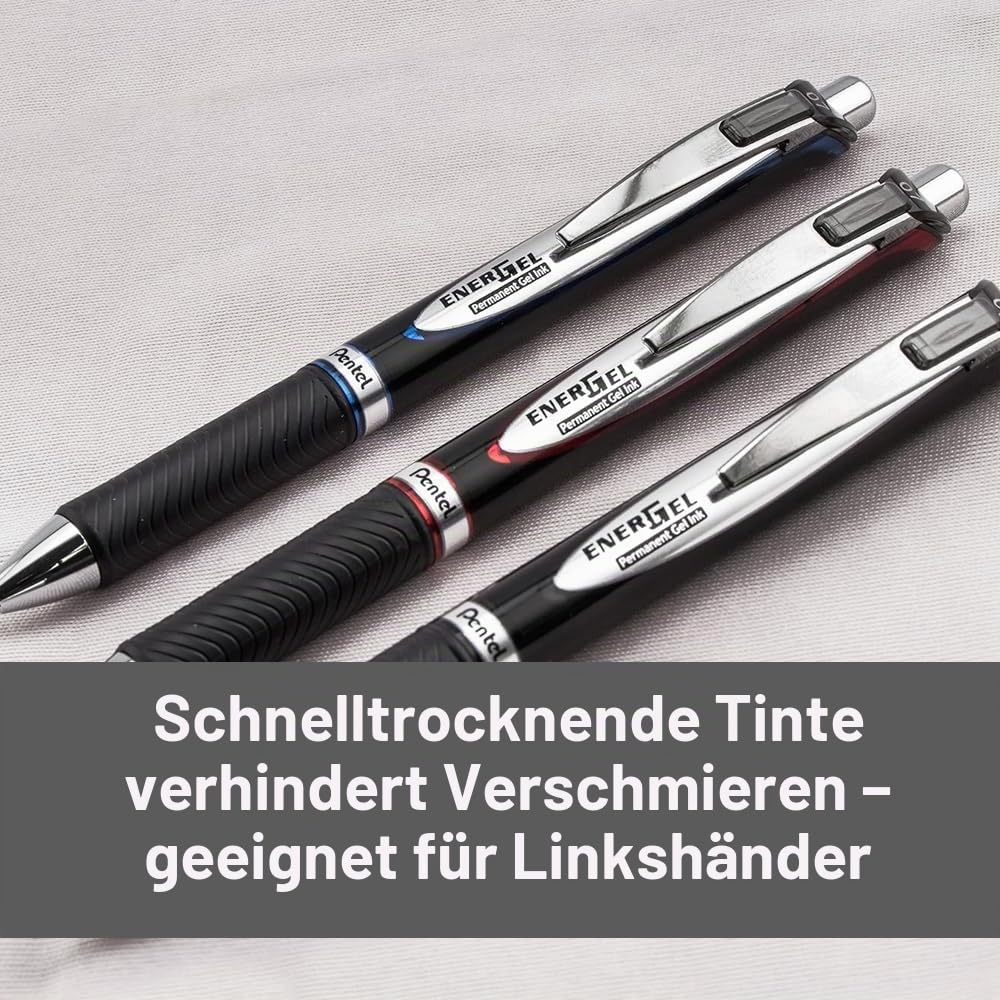 Pentel BLP77-AX EnerGel Xm Document, mit Druckmechanik, dokumentenecht und alterungsbeständig, 12 Stück, schwarz