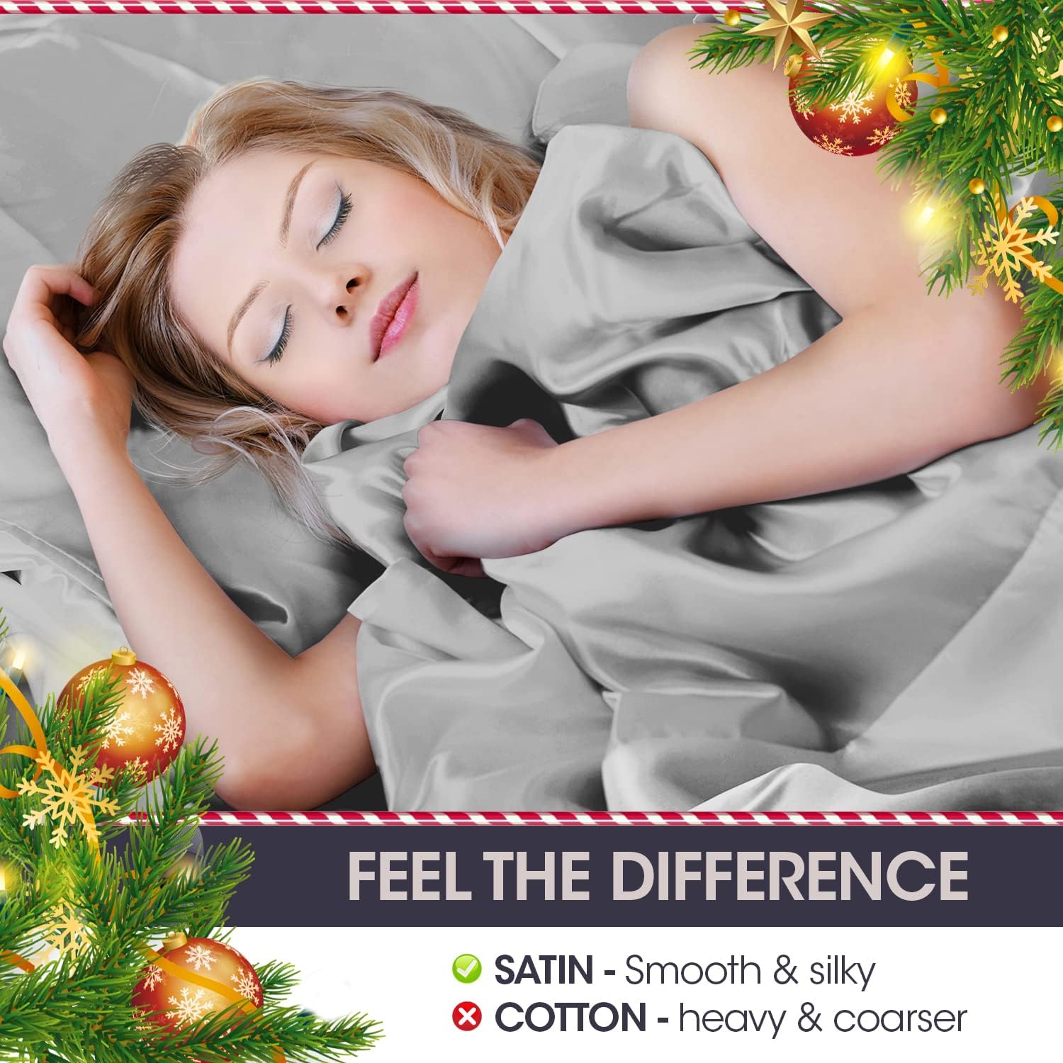 Satin Sheets Queen Size (4 Pieces, 8 Colors), Silky Satin Sheet Set -Satin Bed Set with 2 Pillowcase, Satin Fitted Sheet - Grey Satin Sheets, Satin Bed Sheets Queen Set, Satin Bedding Set : Home & Kitchen