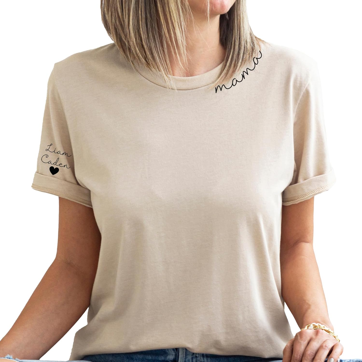 Custom Mama Shirt with Kids Names on Sleeve for Womens Shirt Personalized Mommy Tee Mama Tshirt Mom Tshirt Mothers Day Shirt Mom Gift for Birthday - Image 2