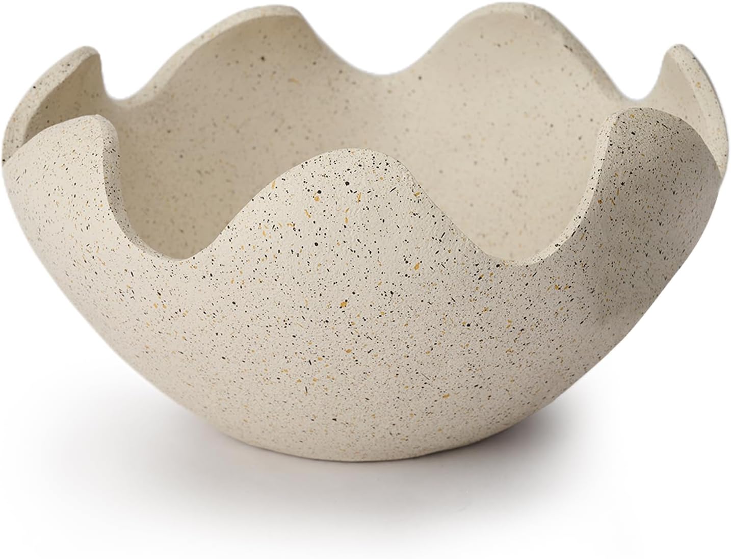 KEWOOL Wavy Decorative Bowl Home Decor- Modern Handicraft Decorative Fruit Bowl for Kitchen Counter, Creative Centerpiece Decor for Entryway Table Coffee Table, Spotted White