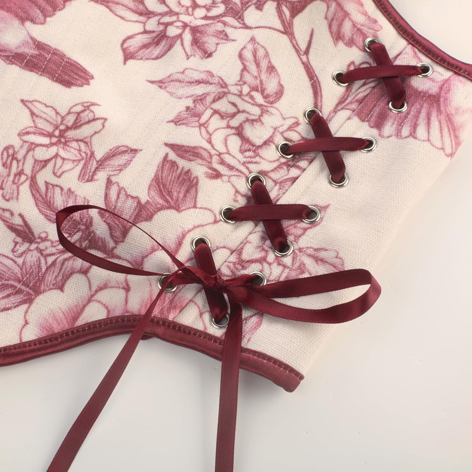 Scarlet Darkness Corset Tops for Women Renaissance Lace Up Floral Bustier Tops Size 6-16 - Image 5