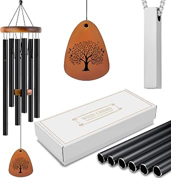 AmericUrn Memorial Wind Chimes for Outside 37" Sympathy Gift for Loss of Mom or Dad, Funeral Remembrance & Bereavement Decor