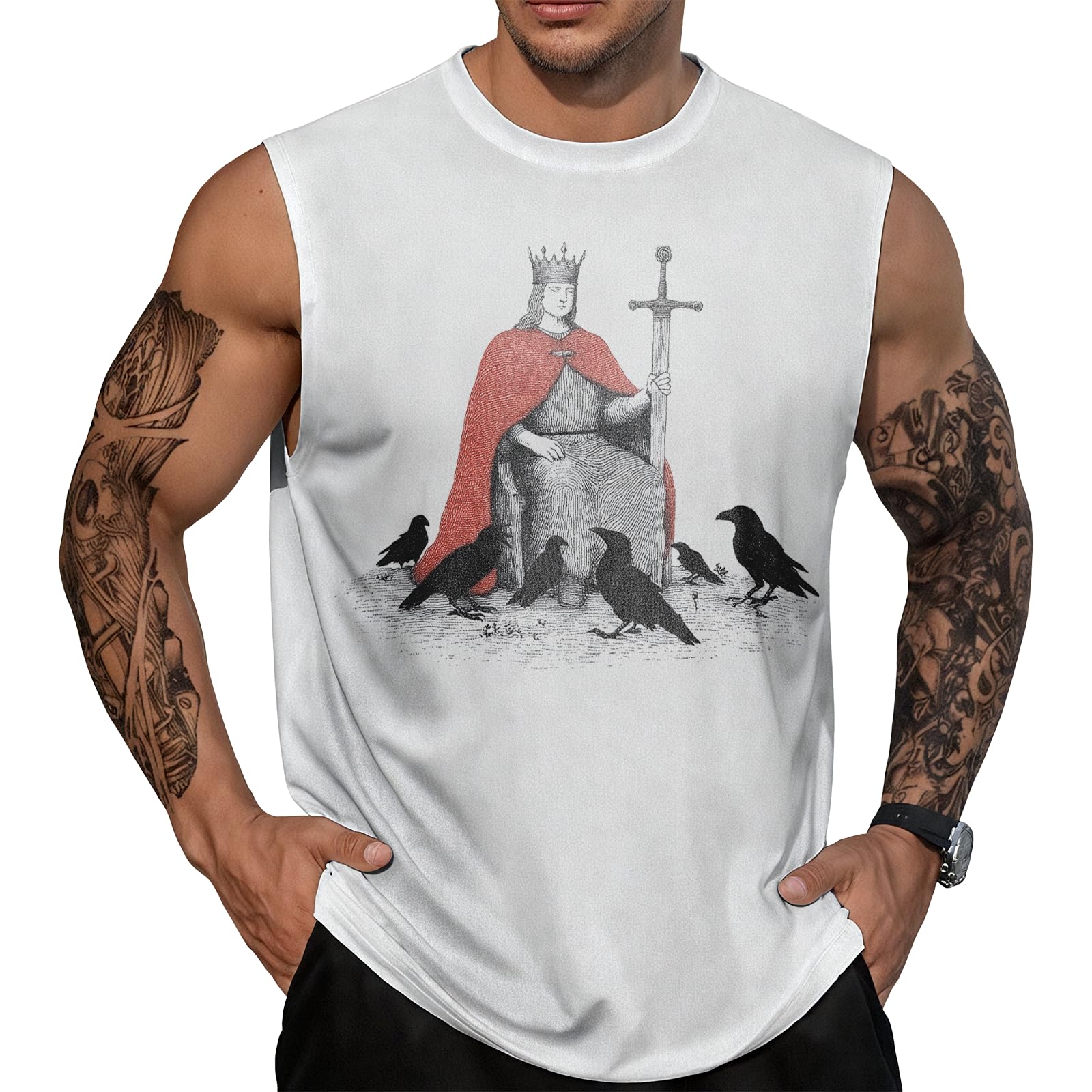 - Graphic Tank Shirt for Men Vintage Loose Casual Sleeveless Basic Tops Summer Gym Workout Muscle Tees