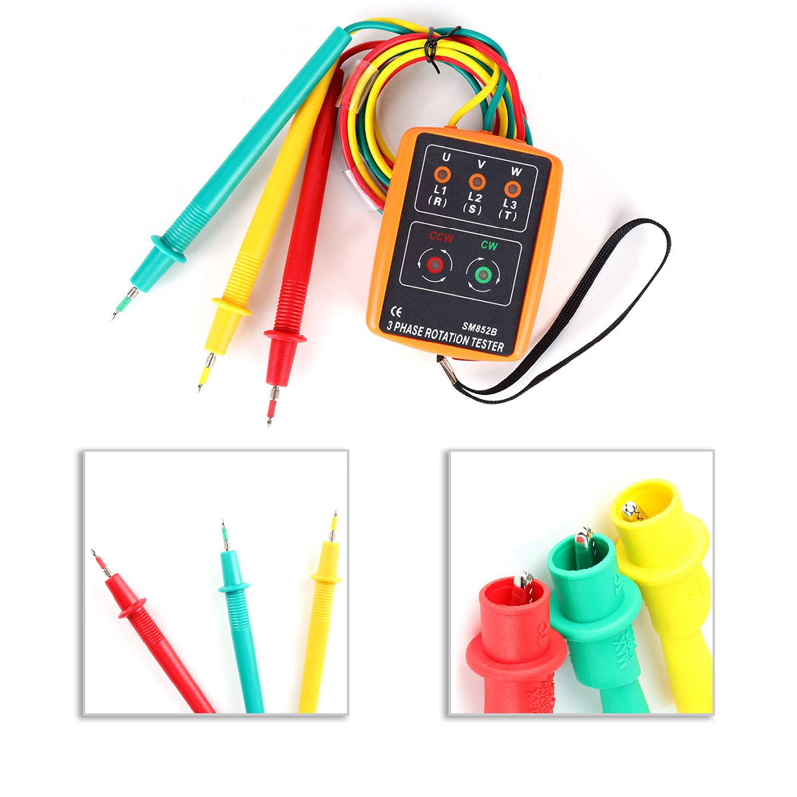 Testeur triphasé, indique le sens de la rotation Indication de phase ouverte Indication de rotation de phase Indicateur de séquence AC, conception compacte pour laboratoire domestique