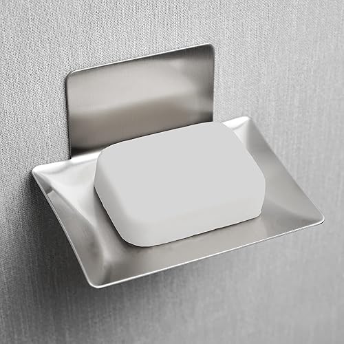 Miniatura 15 de Paquete de 2 soportes de jabón para pared de ducha, jabonera autoadhesiva de 5 ranuras para ducha, soporte de jabón de ducha montado en la pared,