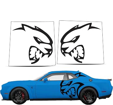 Luxe LightWrap Vinyl Rear Side Decal - KPMF Vengeance Red | XL Hellcat Head rear side decal for 20082023 Dodge Challenger with OEM-Grade fit and dry application vinyl.