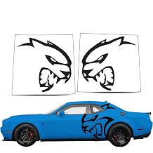Luxe LightWrap 2008+ Challenger Rear Side Decal - XL Hellcat Head Rear Side Graphic Premium Vinyl Automotive Body Decal for 2008+ Dodge Challenger - KPMF Vengeance Red