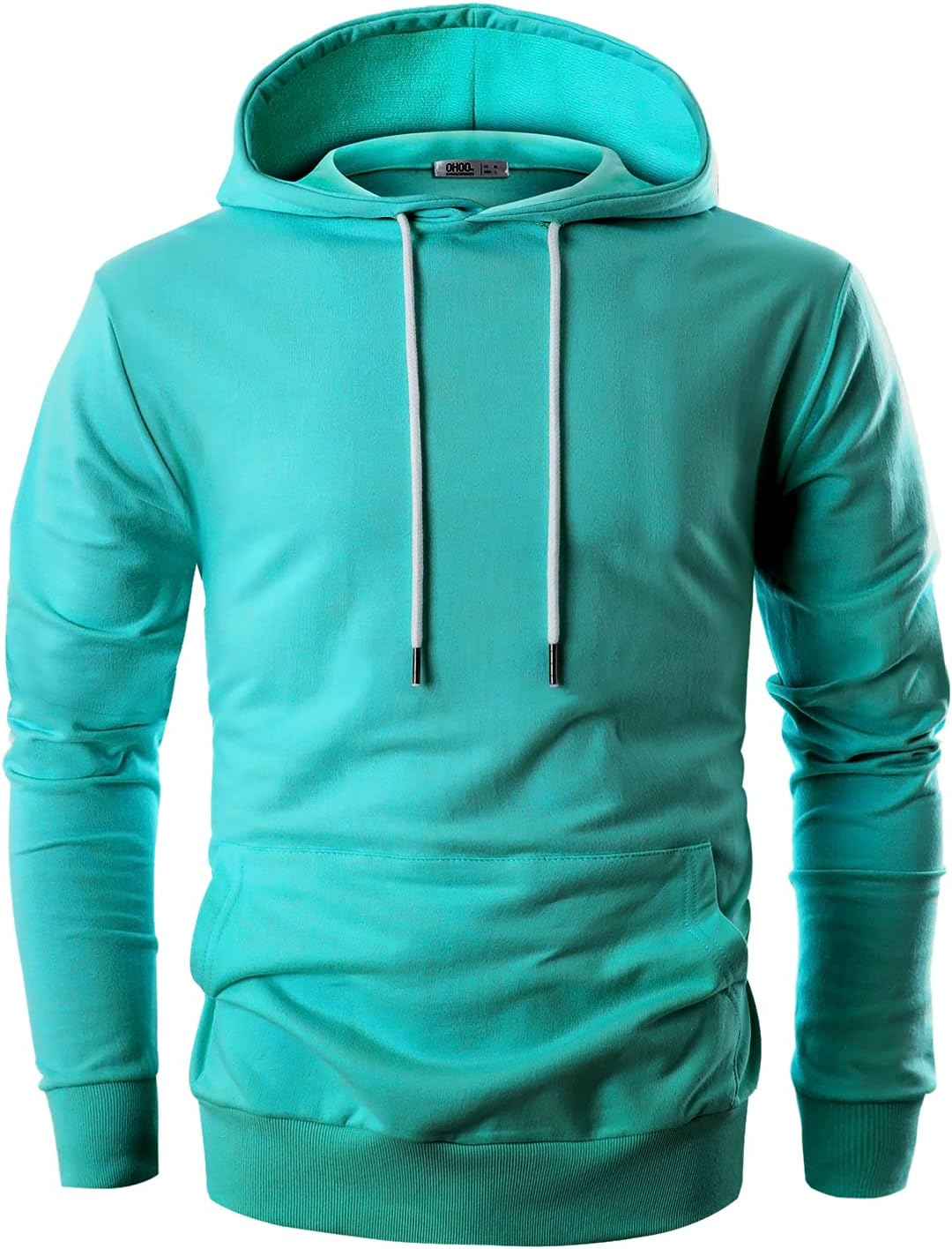 Ohoo Mens Slim Fit Cotton Pullover Hoodies Sweatshirt Lightweight with Kanga Pocket