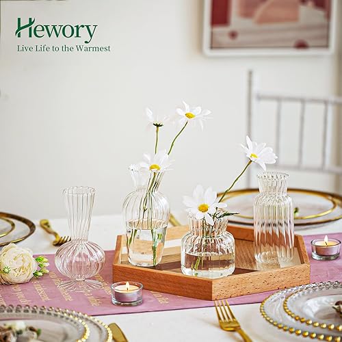 Miniatura 3 de Hewory - Mini jarrones de vidrio para centros de mesa, pequeños jarrones transparentes a granel, lindos jarrones de flores para bodas, decoración