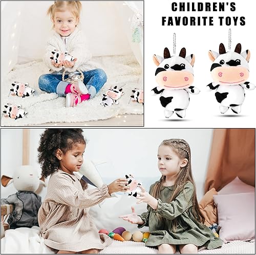 Miniatura 5 de 12 llaveros de vaca de peluche de animales de peluche, recuerdos de fiesta, llavero Kawaii de animales de granja para suministros de regalo de