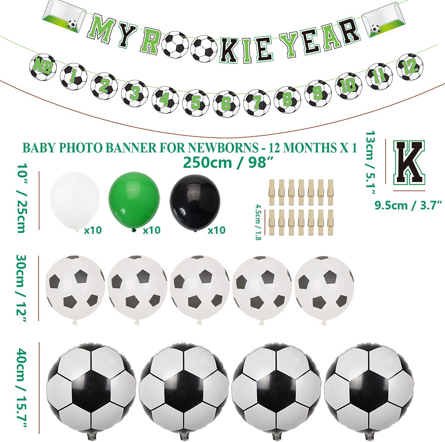 Buy Soccer 1st Birthday Party Supplies My Rookie Year Birthday Banner Decorations First Photo Banner And 35 Pcs Balloons For Baby Boy Or Girl Monthly Milestones Garland Soccer Online In Indonesia B094y45trt