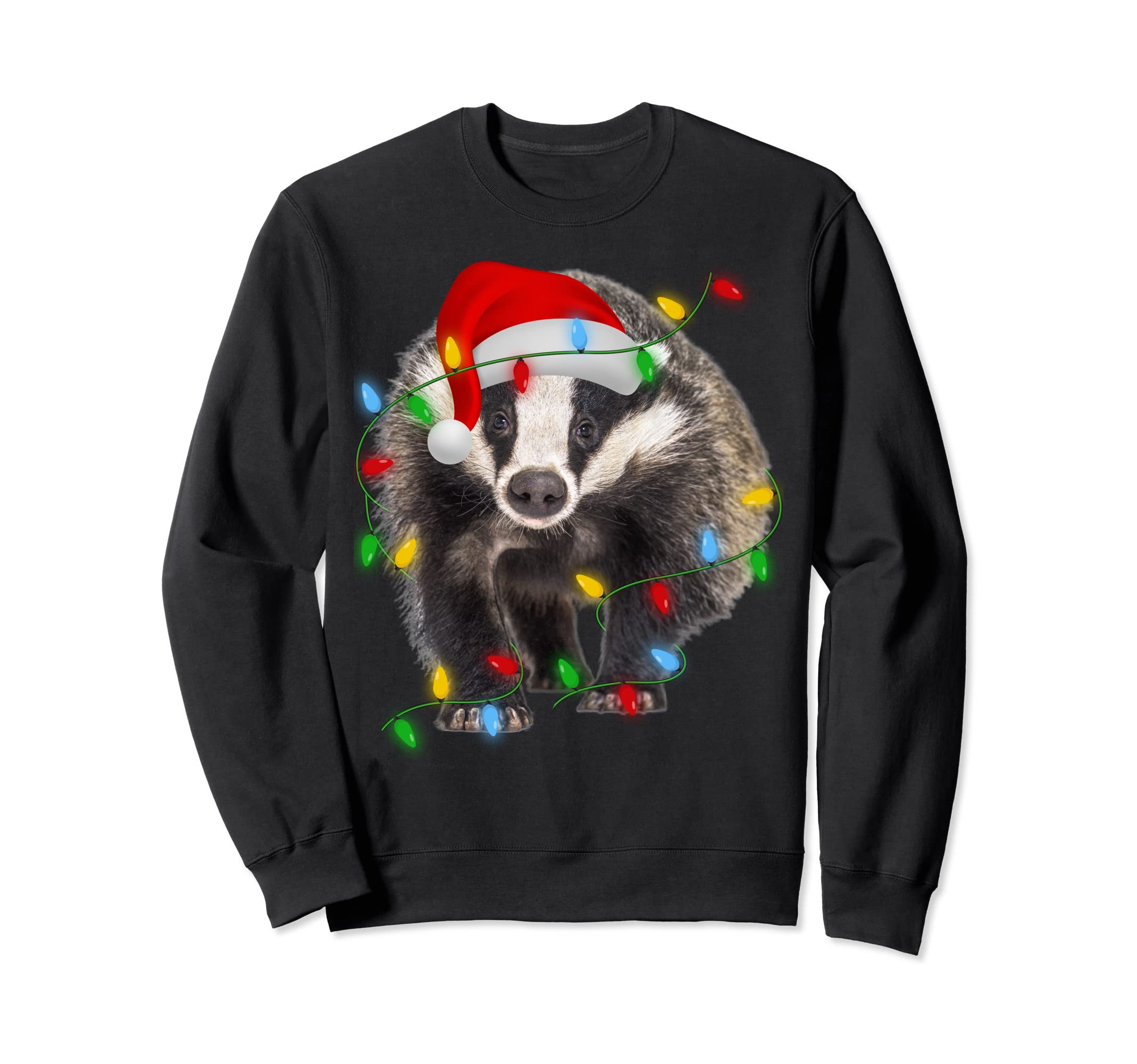 Badger Xmas Lighting Holiday Santa Badger Christmas Sweatshirt