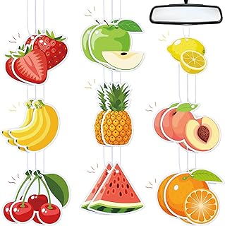 18 Pcs Fruit Scent Hanging Car Air Freshener, 9 Styles Fruity Fruit Air Freshener Cute Car Smell Air Freshener Automotive ...