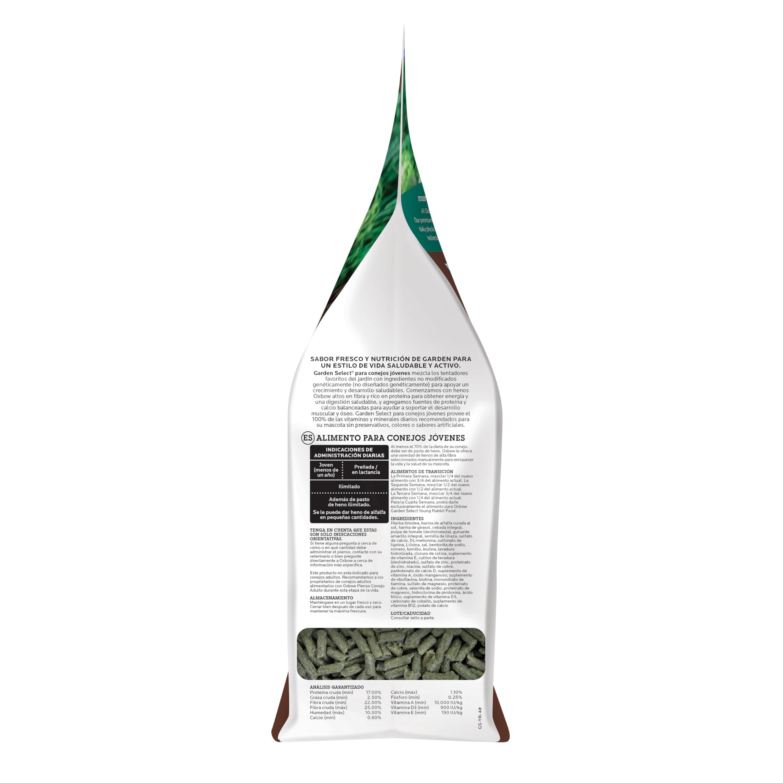 Oxbow Garden Select Rabbit Food, Young, Made Alfalfa for Rabbit, Bunny Food Pellets, Non-GMO, No Soy or Wheat, Small Animal Pet Products, Made in USA, High Fiber, 4 lb. Bag