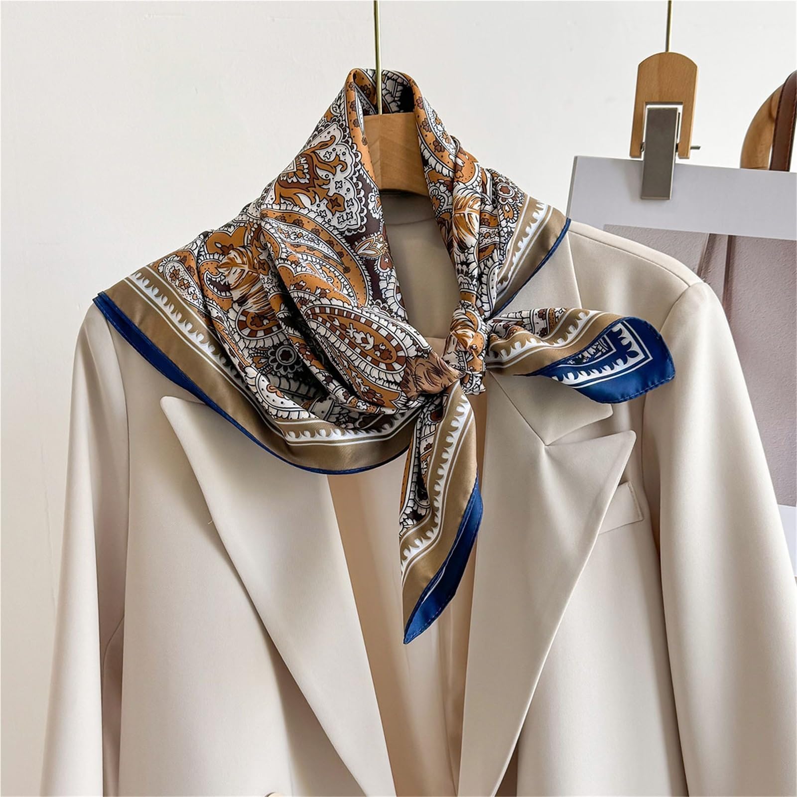 Bufanda de Seda for Mujer, 1 Uds., Bufanda Cuadrada de Seda de imitación, pañuelo con Estampado de Doble Cara, Diademas, chales