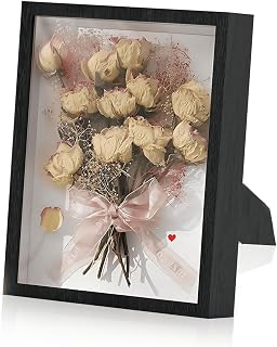 TIAMORK Shadow Box Frame 8"x 10" - 1 Pack Wood Deep Shadowbox with Glass Shadow Boxes Display Cases Suitable for Photos, D...