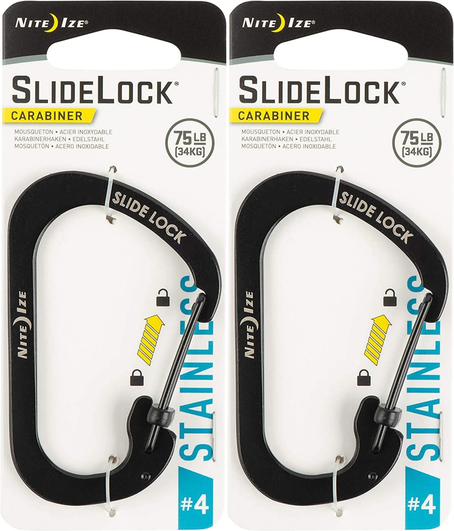 Nite Ize Csl4-01-R6 #4 Black Slidelock Carabiner