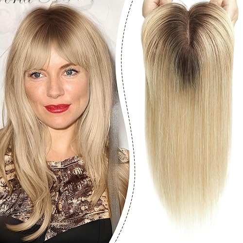 EMMOR Toppers para el cabello para mujer, cubierta de pérdida de cabello, para mujeres con adelgazamiento, 150% de densidad, cabello humano con