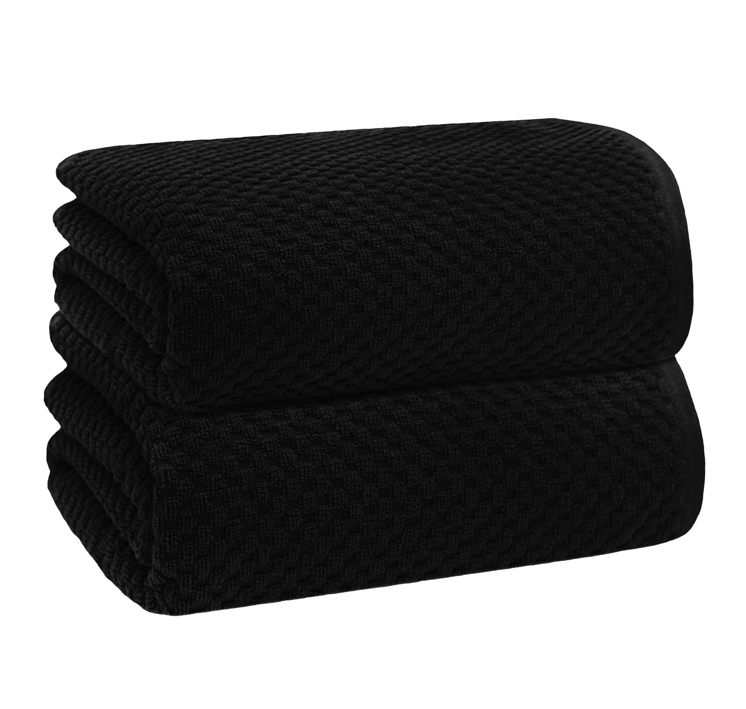 COTTON CRAFT Waffle Bath Sheets - Set of 2 Luxury Euro Spa Waffle Weave Bath Sheet Towels - 100% Ringspun Cotton Bath Sheet - Absorbent Quick Dry Bath Towel Sheet - Oversized 35 x 70 inches - Black