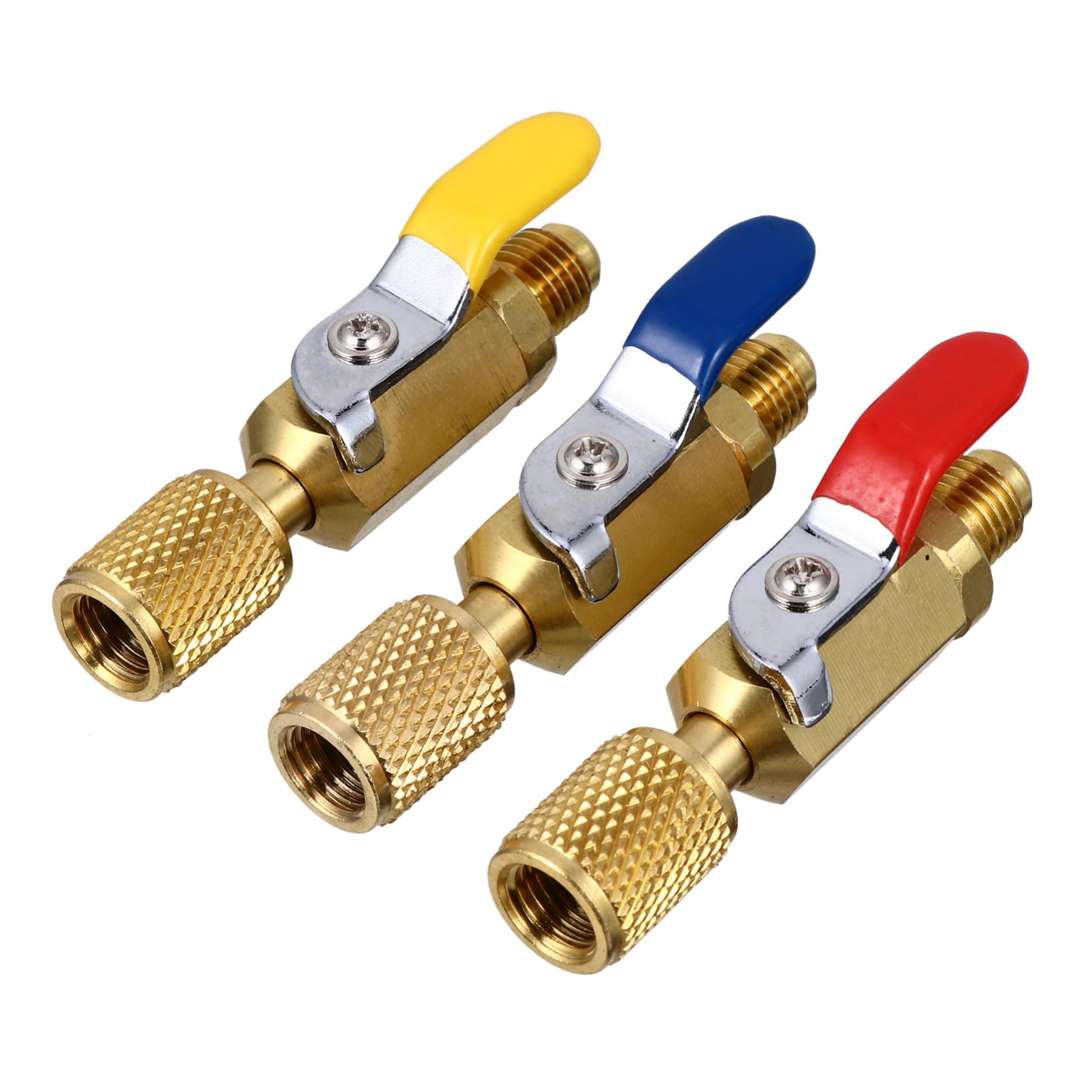 Válvula de bola recta de latón ABOOFAN: kit de 3 piezas compactas para refrigerante R134a y R410