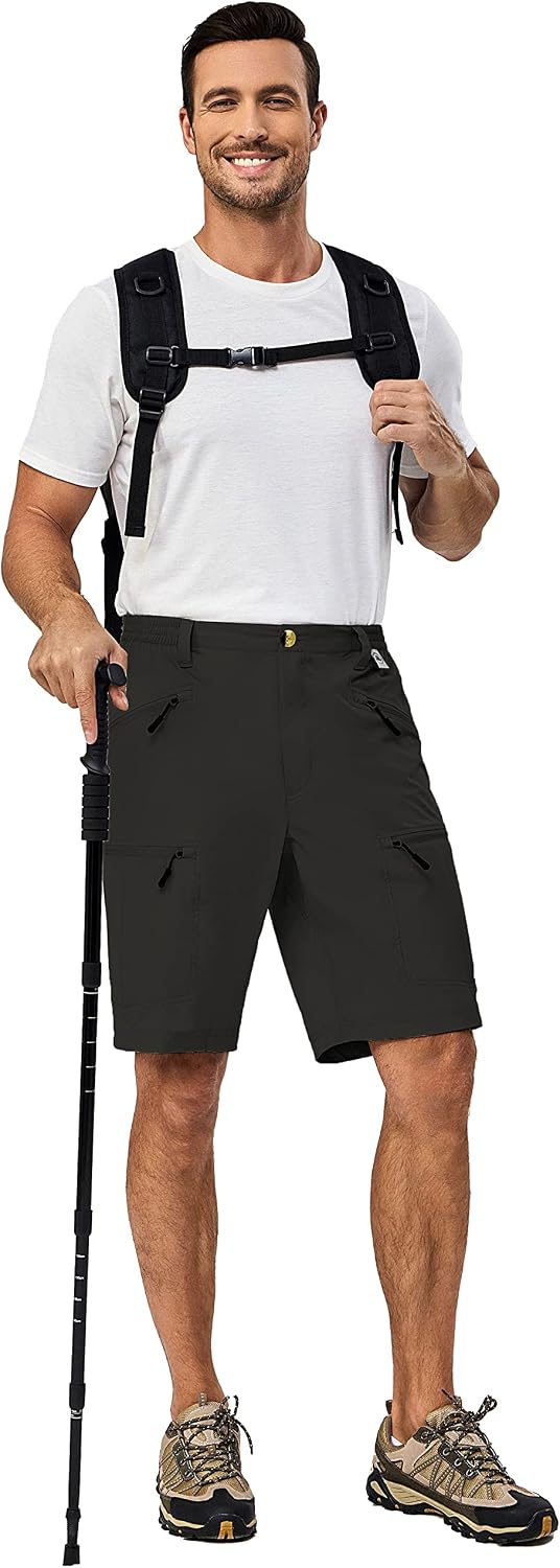 Little Donkey Andy Men's Cargo Shorts Quick Dry Hiking Shorts for Men Camping Travel Golf with 4 Zipper Pockets