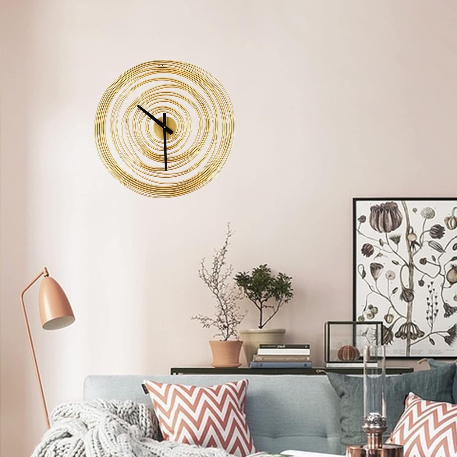 DNYSYSJ Nordic Style Wall Clock Decoration Round Metal Hanging Clock for Living Room Bedroom Diningroom Dia. 19.29in