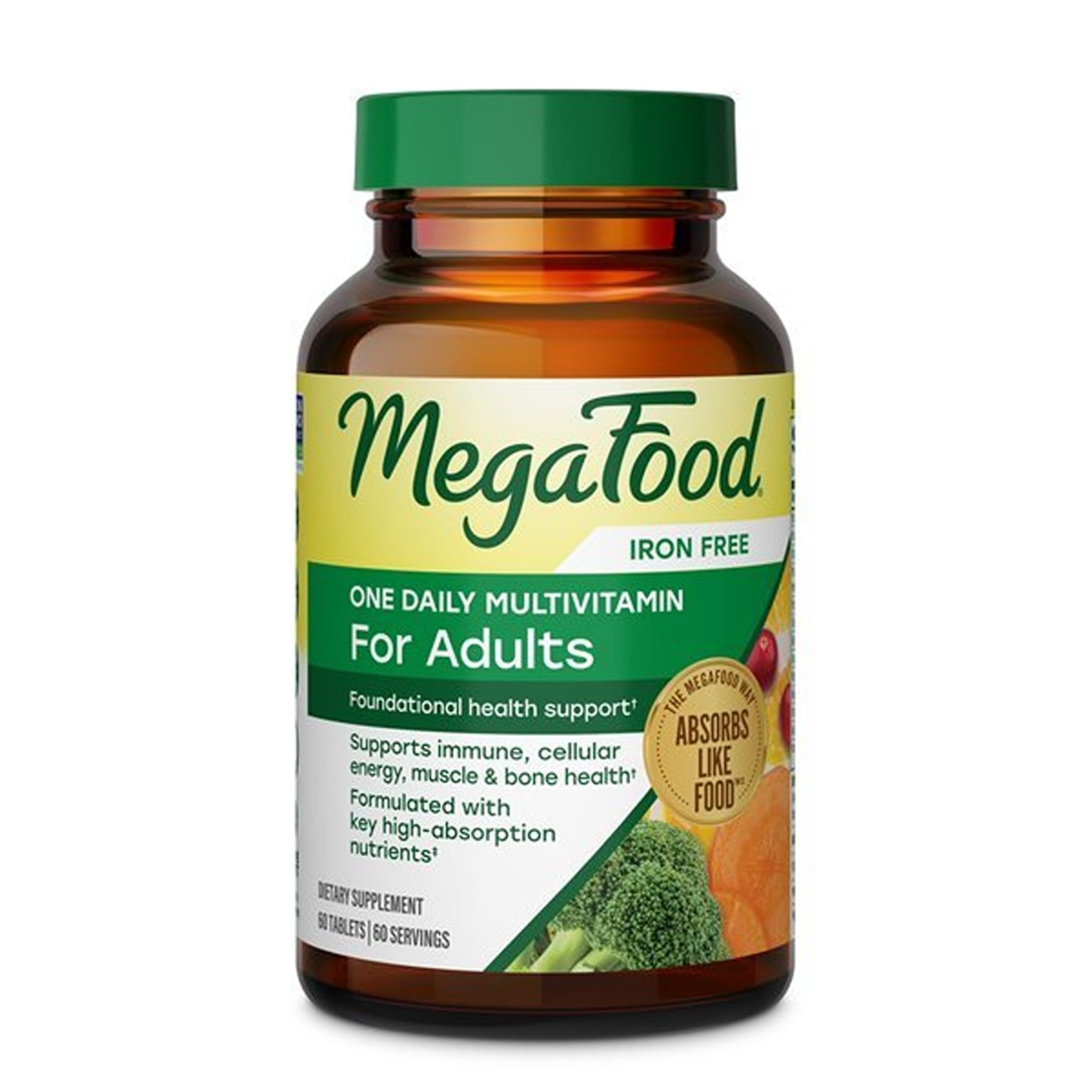 MegaFood One Daily Iron Free Multivitamin for Adults, 60 Tablets 60 Count (Pack of 1)