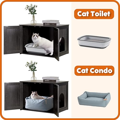 Miniatura 7 de Dwanton Gabinete para Caja de Arena, Muebles para Caja de Arena de Gatos Oculta, Entrada Reversible Puede Estar en el Lado Izquierdo o Derecho, Baño