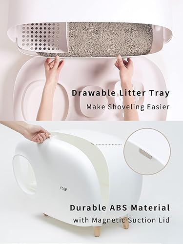 Miniatura 3 de MSMAKE SURE Caja de arena para gatos con alfombrilla de arena diseño cerrado caja de arena de gran espacio con tapa evita fugas de arena y aísla