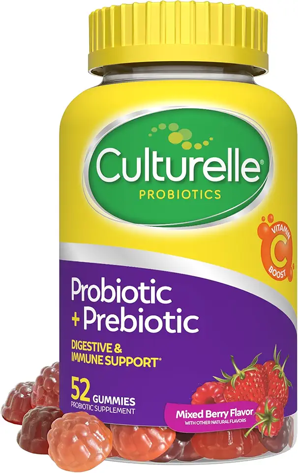 Culturelle Daily Probiotic Gummies for Women &amp; Men, Berry Flavor, 52 Count, Naturally-Sourced Daily Probiotic + Prebiotic for Digestive Health, Non-GMO &amp; Vegan
