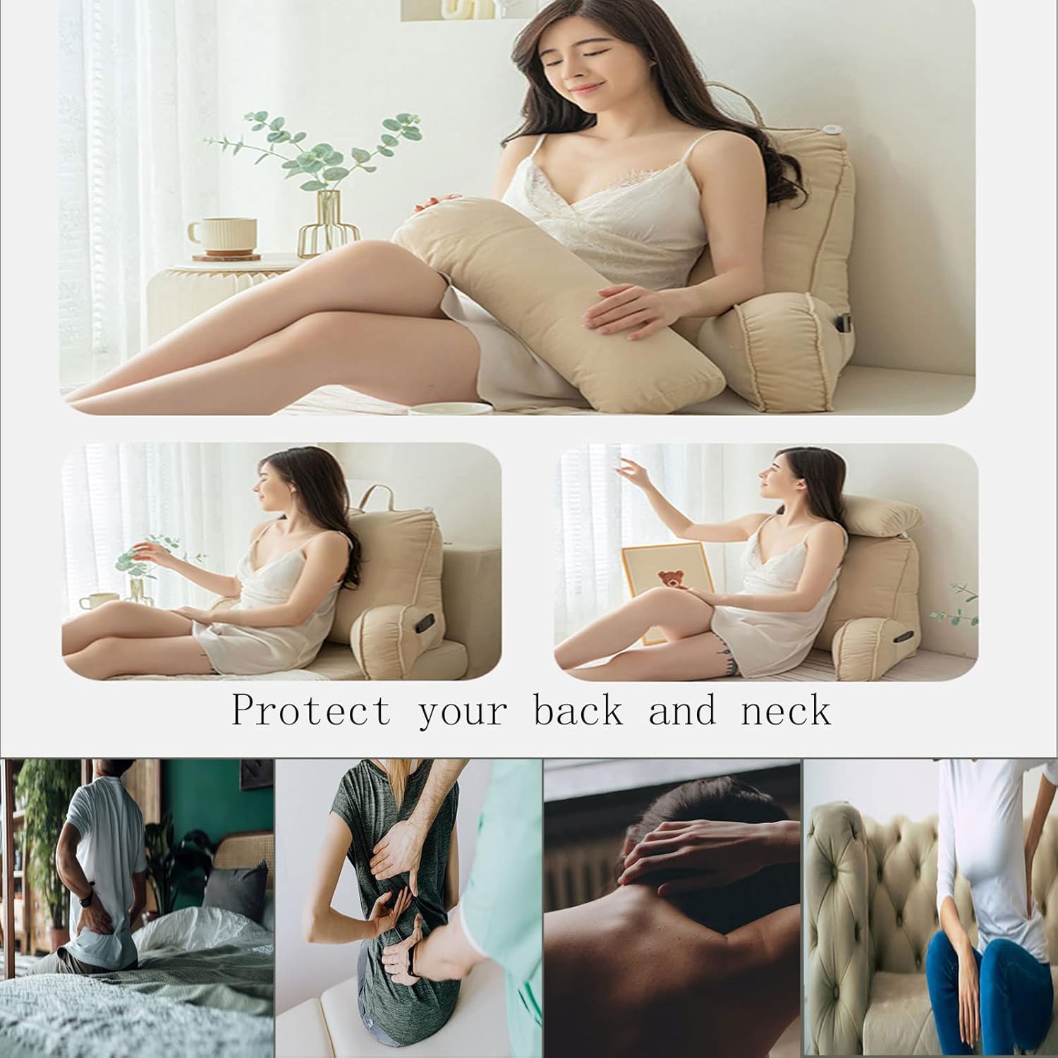 Comfy Relaxing Sit Up Pillow, Backrest Pillow with Armrest Great for Back Support, Back Support Reading Pillow Removable Cover Washable Covers, Perfect for Sitting, Reading, or Gaming