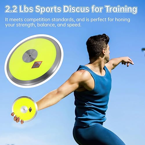Miniatura 2 de Disco deportivo de 2.2 lbs, disco de nailon con borde y centro de acero, disco de práctica de 2.2 libras, disco de entrenamiento para hombres y