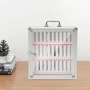 30 Slots Cell Phones Storage Cabinet with Lock, Free Standing Clear Cell Phones Holder Wall Mounted Phone Locker Lockable Cell Phone Storage Boxes Silver for Classroom Office
