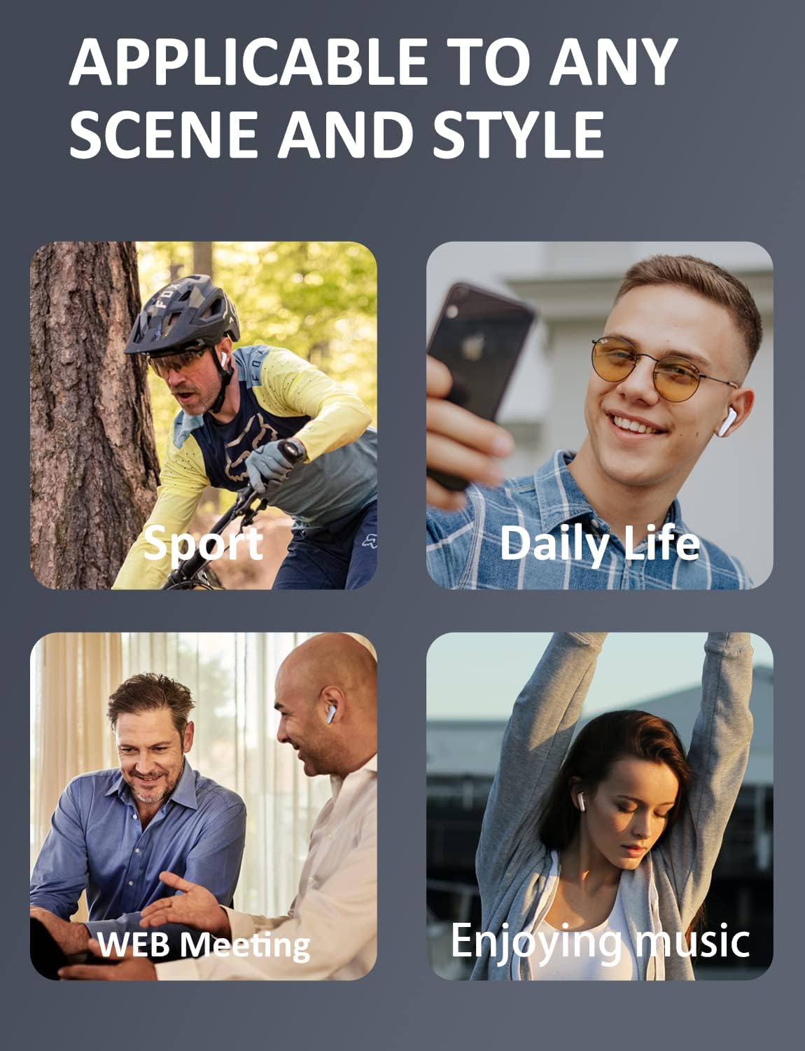 Kinganda Earbuds in various usage scenarios