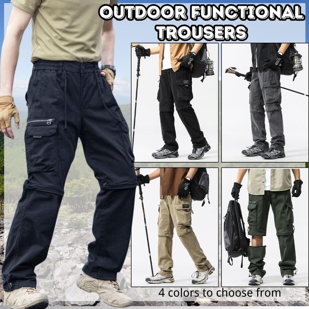 Pantalon de randonnée pour homme - Pantalon de travail amovible - Respirant - Pantalon d'extérieur - Séchage rapide - Pantalon fonctionnel d'été