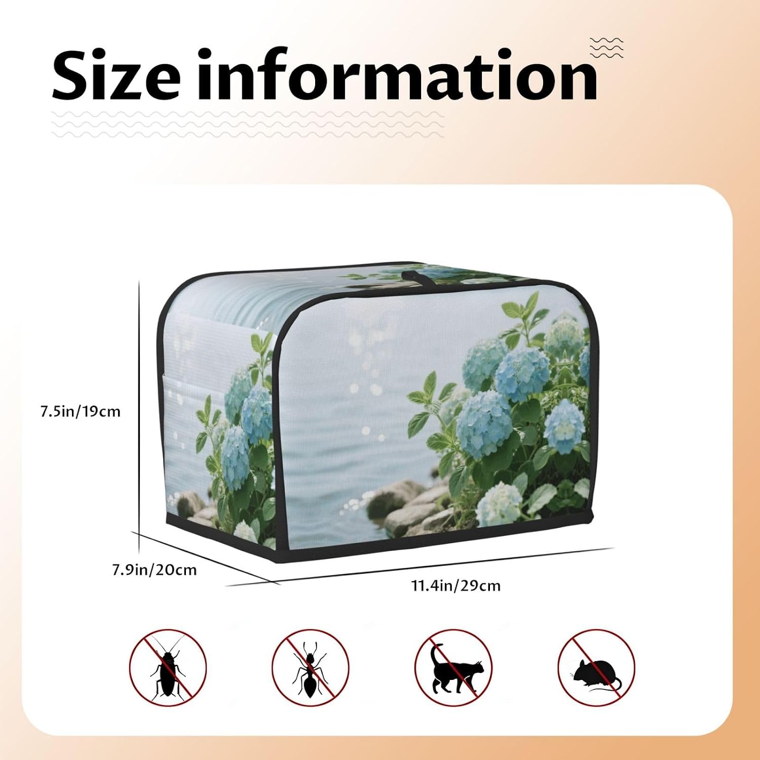 Mint Floral Teal Toaster Cover 2 Slice, Waterproof Bread Machine Covers with Pockets Universal Size Kitchen Small Appliance Cover with Handle, Dust and Fingerprint Protection